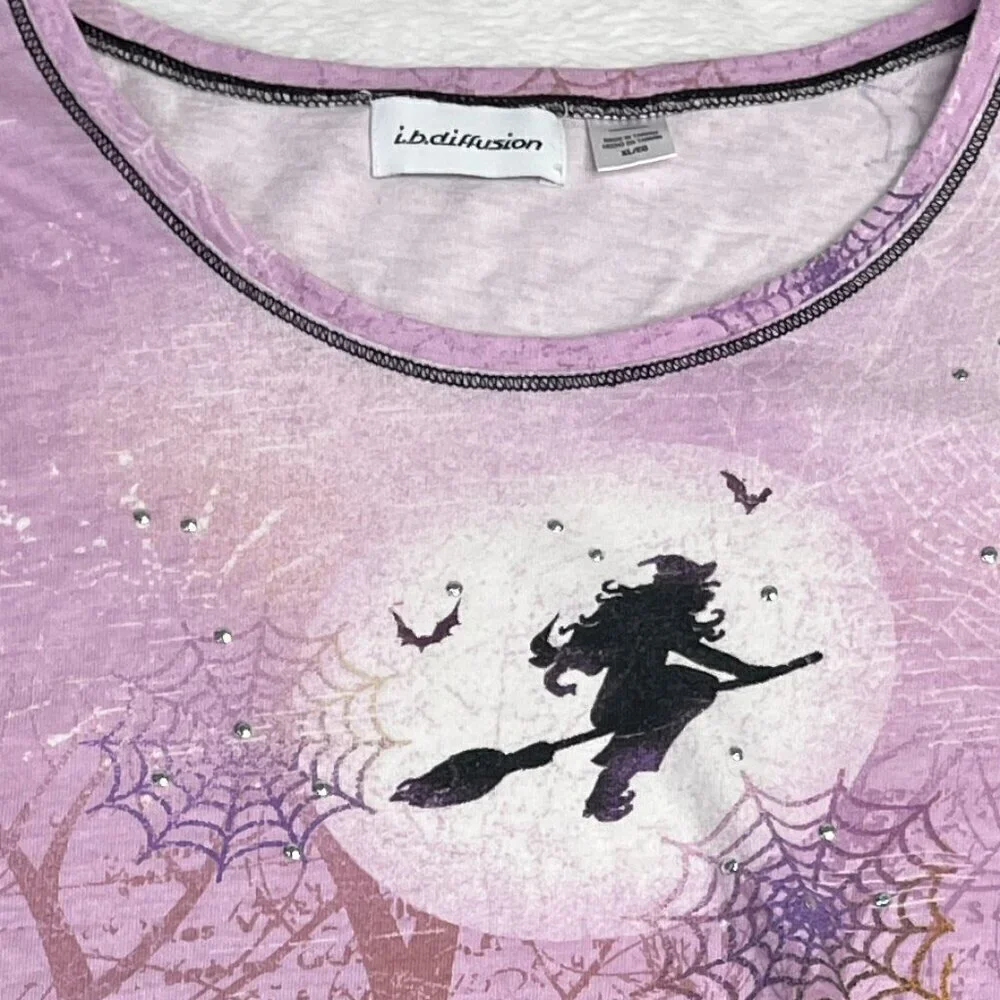 i.b. diffusion y2k Purple Witch 3/4 Sleeve Shirt Halloween Whimsygoth sz XL